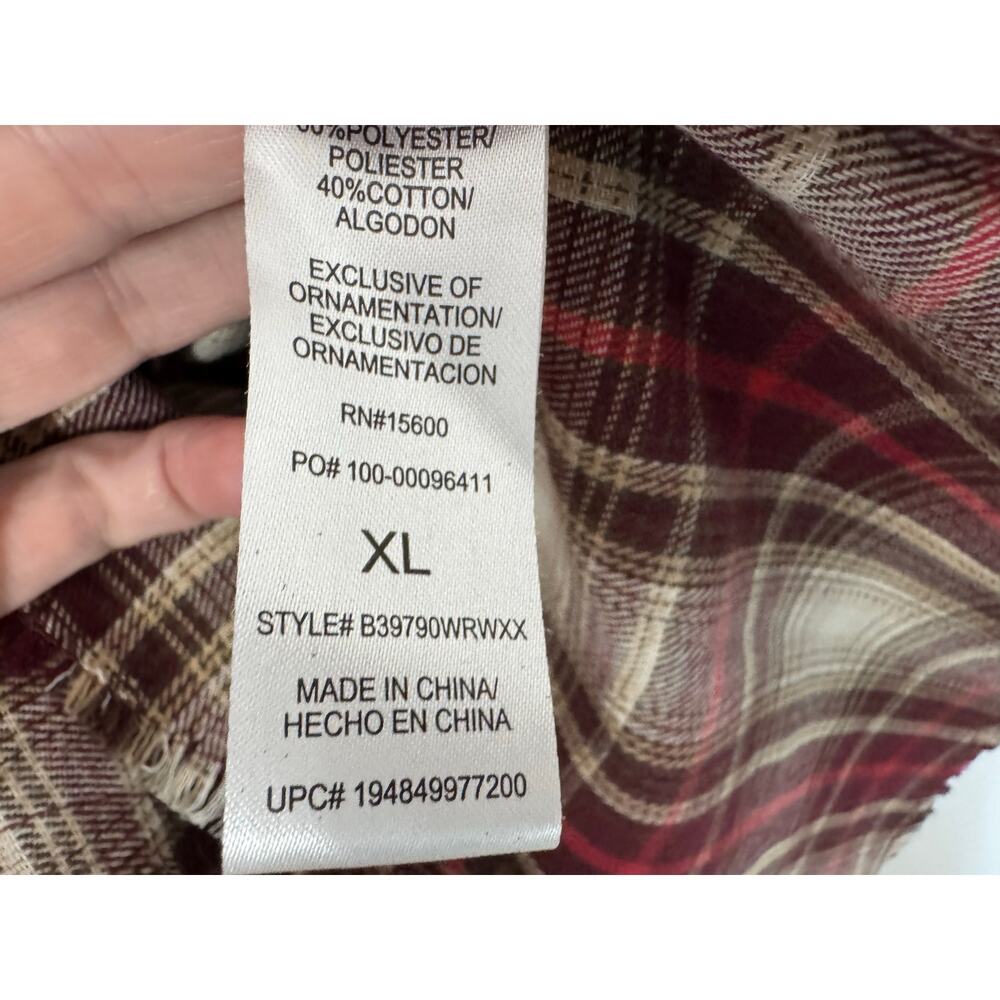 Democracy Lightweight Plaid Button Front Long Sleeve Shacket Size XL - Picture 6 of 6